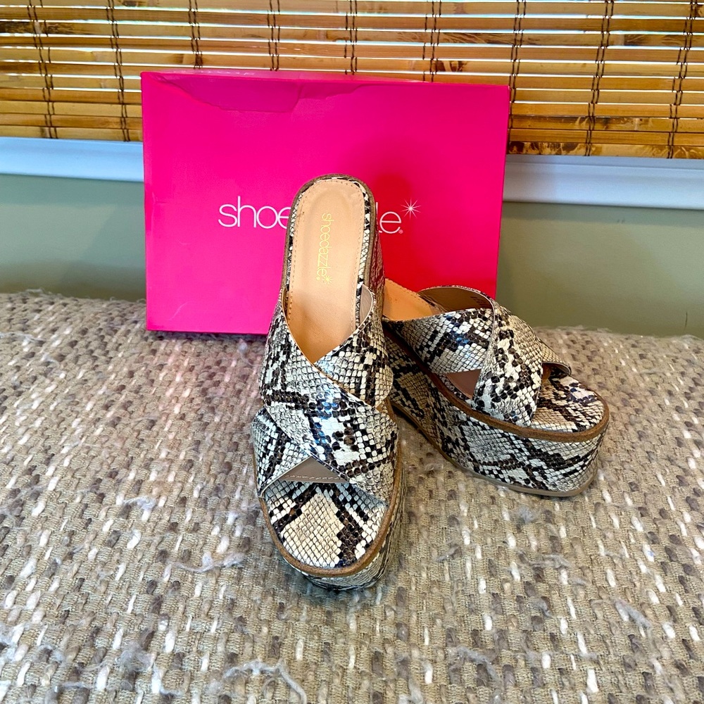 Snakeskin faux-leather flatform wedge 7.5